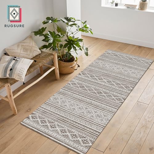RUGSURE Washable Area Rugs 2'6'' x 8' - 1/6 Thick - Moroccan-Inspired -Stain & Water Resistant Non-Slip - Resistant Rug for Living Room, Bedroom, Nursery, Pet & Child Friendly (Brown) - Image 4