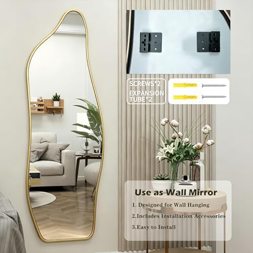 48"x16" Full Length Door Mirror, Dolphin Hanging Mirror, Gold - Image 4