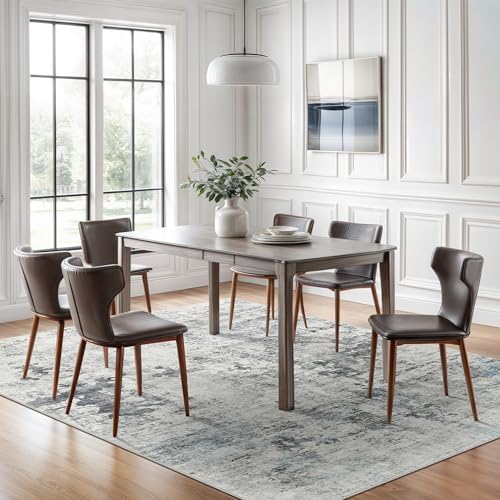Soalmost Abstract Area Rug 6x9 for Living Room Washable Rugs Gray/Blue - Image 3