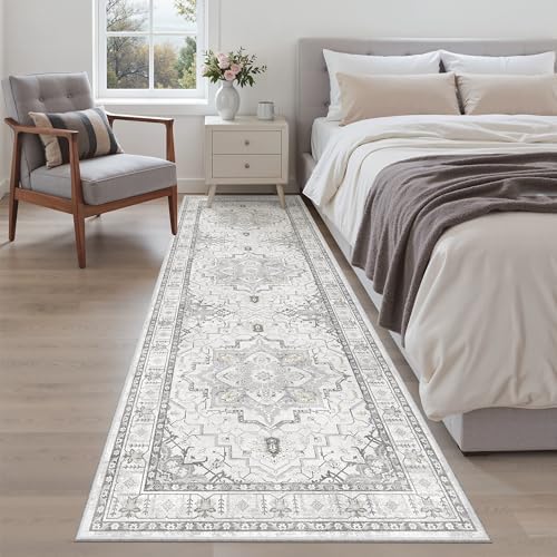 Madane Kitchen Runner 2'6''x8' Soft Rug Runners for Hallways, Grey - Image 3