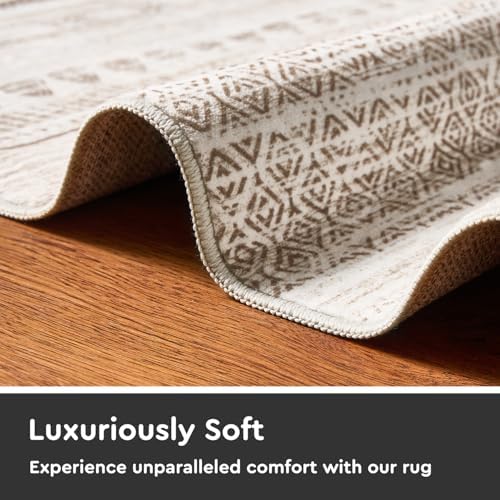 2x8 Runner Rug Machine Washable Non Slip Area Rug Distressed Neutral Moroccan Boho Rug Ultra Soft Floor Runners for Hallways for Entryway Laundry Room Kitchen, Brown - Image 5