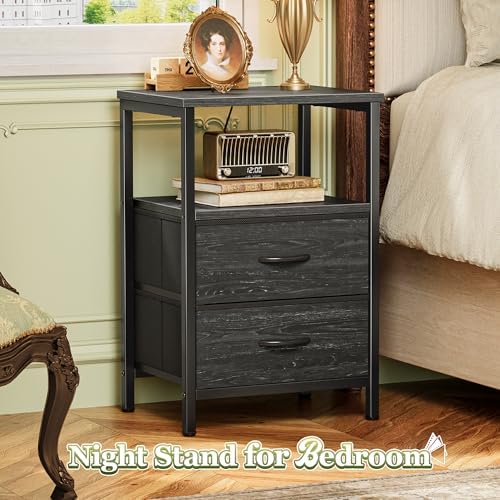 Huuger Night Stand Set of 2, Nightstand with 2 Drawers, Bedside Table - Image 4