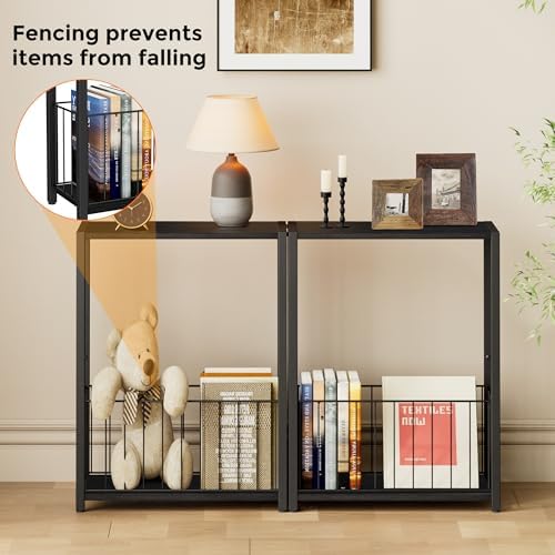 Homleke Narrow Side Table with Magazine Holder, Skinny End Table - Image 4