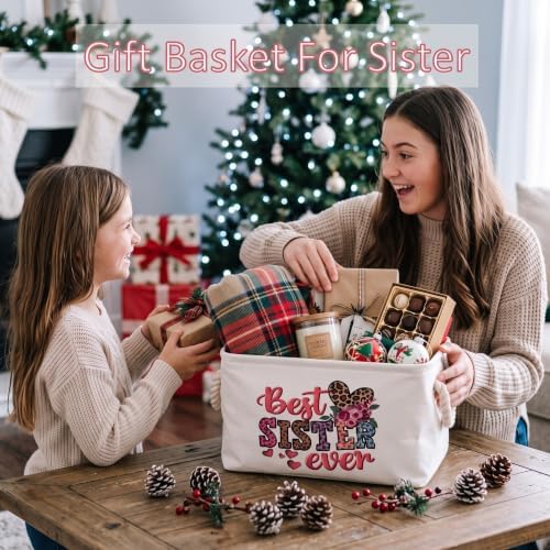 Marsui Sister Gifts Best Sister Ever Gift Basket with Rope Handles, 14 Inch - Image 2