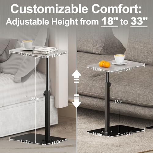 Side Table Sofa Tray for Couch Heavy Metal Base Swivel/Adjustable Height - Image 2