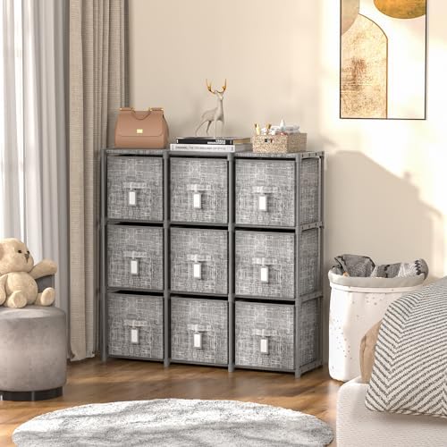 LUKYTOWER 9 Cube Closet Organizer + 9 Bins + Labels - Image 4