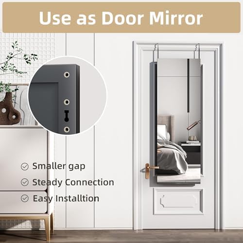 Hasipu Door Mirror Full Length, 47"x 15.8" Full Body Over The Door Hanging Wall Mounted Mirror for Bedroom, Living Room, Cloakroom, Square Black - Image 4