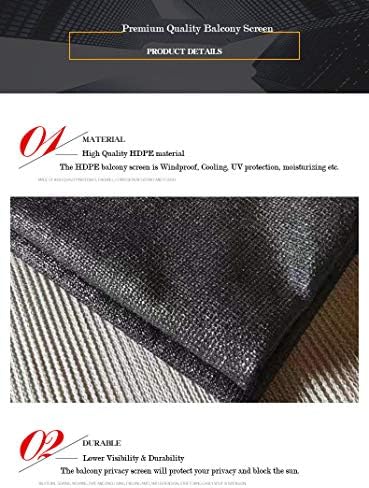 Balcony Privacy Screen Fence Cover, 3.5ft x16.5ft Privacy Screen UV-Resistant Visibility Reduction Fence Screen for Balcony, Apartment, Backyard, Patio, Porch, Garden (3.5x16.5ft, Black) - Image 4