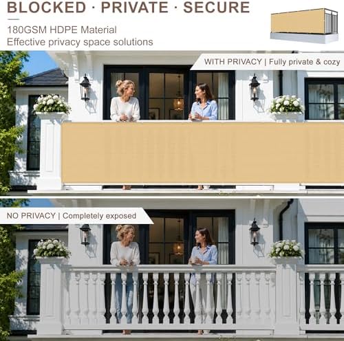 SUNNY GUARD 3' x 10' Balcony Privacy Screen, HDPE Patio Railing Cover Fence - Image 3