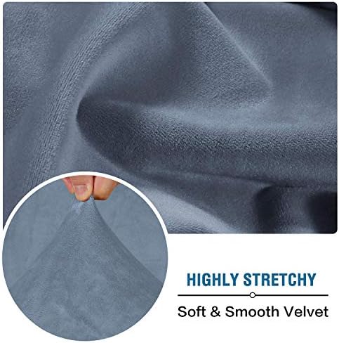 H.VERSAILTEX Velvet Stretch Couch Cushion Cover Plush Cushion Slipcover for Chair Loveseat Sofa Cushion Furniture Protector Seat Cushion Sofa Cover (3 Piece XL Sofa Cushion Covers, Stone Blue) - Image 5
