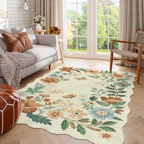 Lahome Floral Bedroom Rug, 4x6 Washable Rugs for Living Room Dining Room - Image 3
