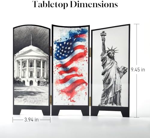 250th Anniversary of Patriotism Desktop Decoration Screen, Independence Day Wooden Desktop Decoration, Mini Desktop Folding Screen, Suitable for Living Room, Bedroom, Dining Room and Office - Image 2