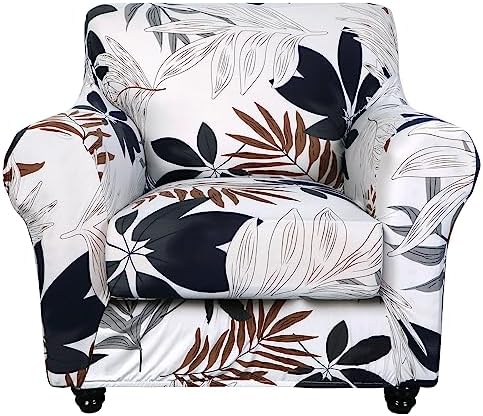 SearchI Stretch Sofa Cover Printed Couch Covers, Floral Pattern 2 Piece Armchair Slipcover with Separate Chair Cushion Cover, Washable Furniture Protector for Living Room(Armchair, Maple Leaf) by SearchI