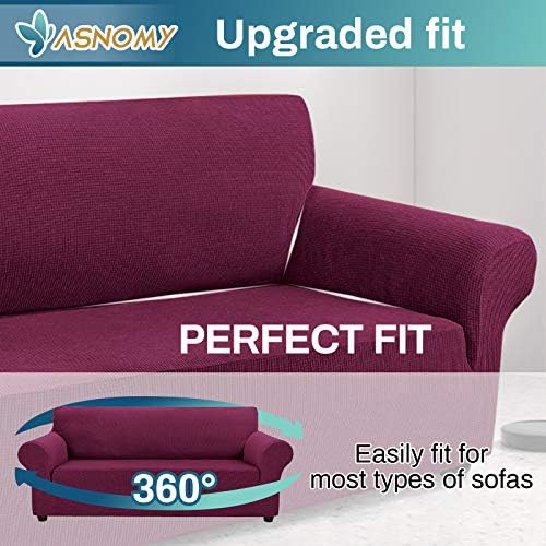 Asnomy Stretch Oversized Couch Covers for Sofa Slipcover,Wine Red - Image 4