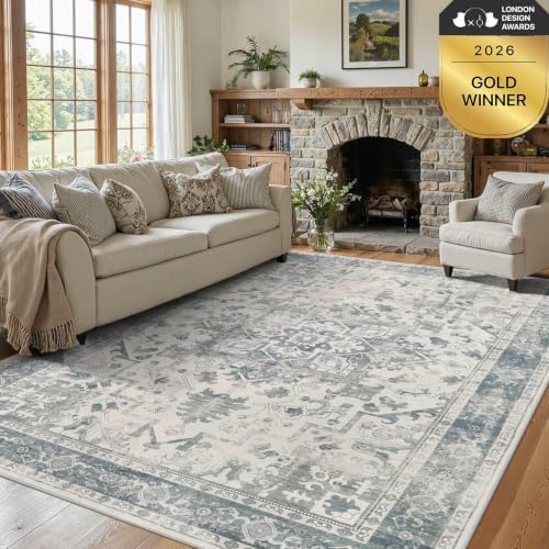 Rugxara Area Rugs 5x7, Washable Rugs for Living Room,Bedroom,Blue Rug - Image 3