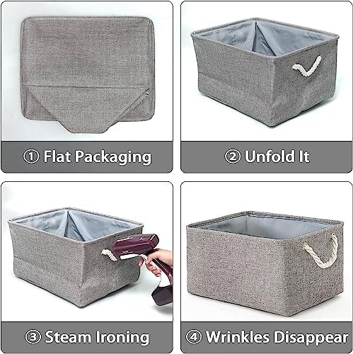 TheWarmHome Storage Basket for Organizing - 16x12x12 inch 3 Pack Fabric Storage Cubes, Cube Storage Bin for Shelves Closet Organizer Cloth Gift Toy (Grey) - Image 7
