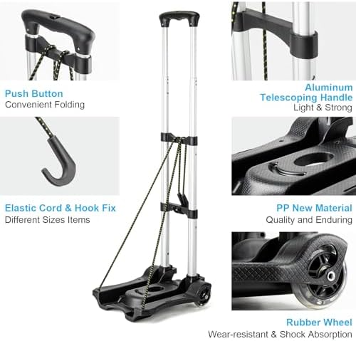 Vsaikeo Small Folding Hand Truck Dolly with 2 Wheels, Foldable Luggage Cart - Image 4