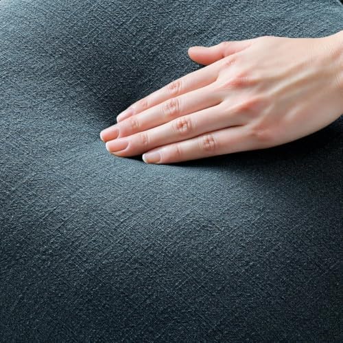 MIULEE Linen Fringe Decorative Euro Throw Pillow Covers Navy Blue 26x26 - Image 2