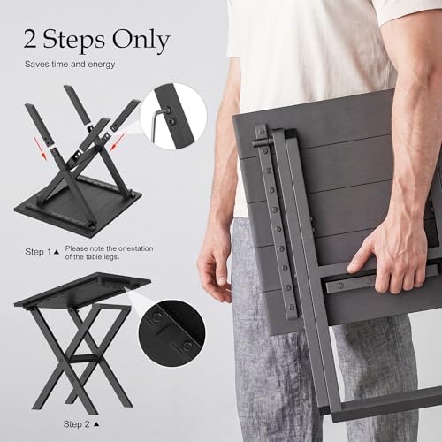 Outdoor Side Table Portable Folding Table Easy to Install,Black - Image 5