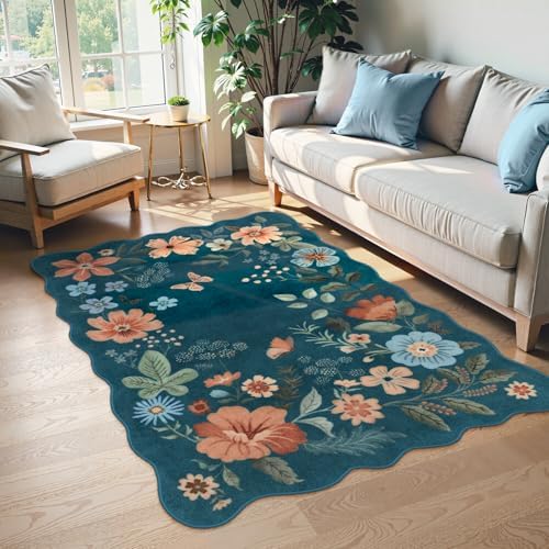 Lahome Floral Washable Rug, 3x5 Rug Soft Bedroom Rugs for Entryway Dorm by Lahome