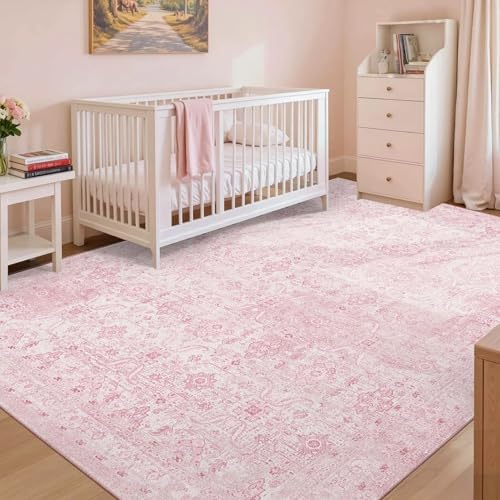 Rugxara 5x7 Pink Rug for Bedroom Nursery Room Girls Room,Washable Area Rugs by Rugxara