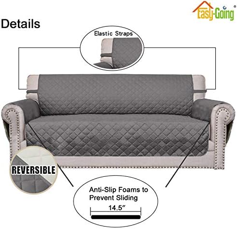 Easy-Going Reversible Couch Cover, 2 Cushion Sofa, Gray/Ivory - Image 3