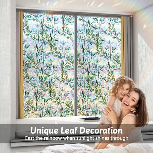 Kromapolis Green Leaf Stained Glass Window Privacy Film, 29.5 x 157.4 inch - Image 2