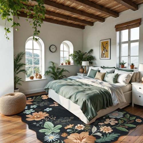 Lahome Floral Washable 6x9 Area Rugs, Soft Bedroom Rug for Living Room - Image 3