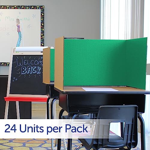 Flipside Products 18”x 48” Green Study Carrel, Privacy Boards, Student Privacy and Focus Booth for The Classroom, Desk Divider Cubby for Tests, Made in USA - 24 Pack - Image 2