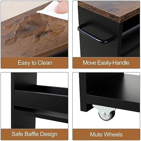 TEAMIX Slim Rolling Storage Cart, Wood 4-Tier Narrow Kitchen/Laundry Cart - Image 4