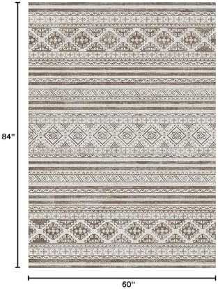 RUGSURE Washable Area Rugs 5' x 7' - 1/6 Thick - Moroccan-Inspired -Stain & Water Resistant Non-Slip - Resistant Rug for Living Room, Bedroom, Nursery, Pet & Child Friendly (Brown) - Image 2