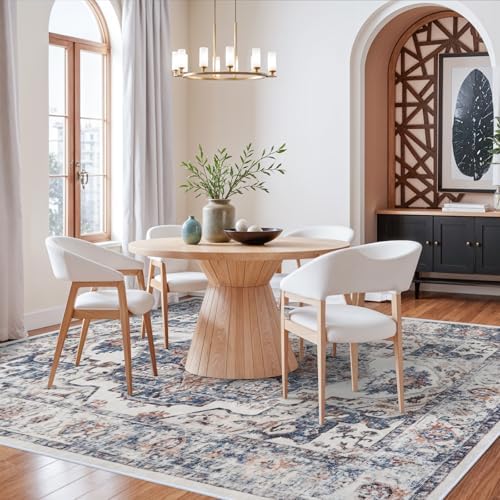 Washable 8x10 Living Room Rug: Oriental Water Resistant Rugs for Bedroom Dining Room Distressed Non Slip Ultra Soft Carpet for Nursery Farmhouse Medallion Home Decor Floor Decoration Mat(8x10 Brick) - Image 2