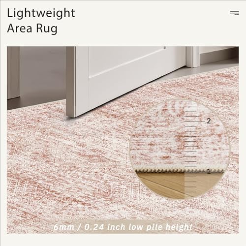 Soalmost 9x12 Area Rugs for Living Room Washable Rug Non-Slip Pink - Image 6