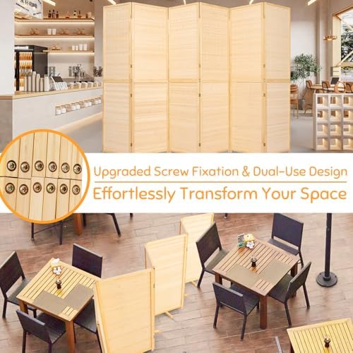 Bamboo Mesh Woven Room Divider 5.6FT,4 Panel Folding Wall Divider,Beige - Image 7
