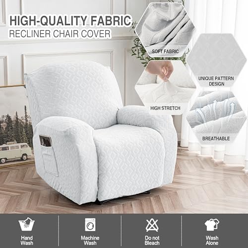Genina Waterproof Recliner Chair Cover,XL-1 Seat Couch Cover,Ivory White - Image 2