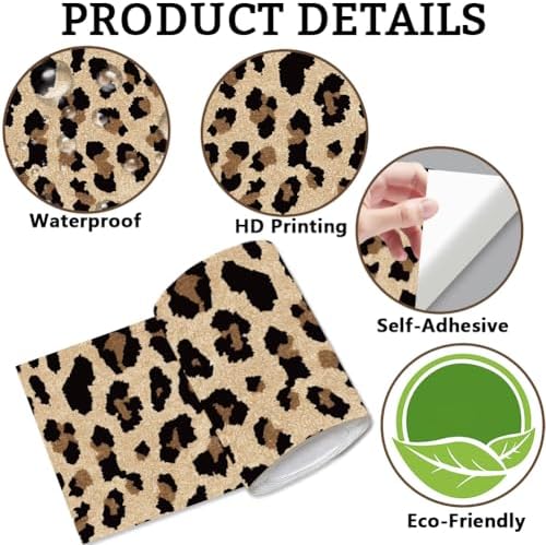 Leopard Print Wallpaper Border Peel and Stick 196.9 x 3.9 Inch Wall Border Decal Animal Print PVC Decorative Molding Mirror Frame Trim for Bathroom Kitchen Backsplash Hotel Home Decorations - Image 6