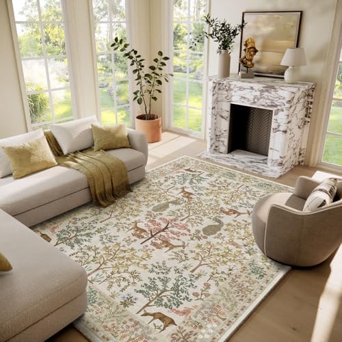 Machine Washable Rugs for Living Room: 6x9 Bedroom Rug Stain Resistant Non Slip Low Pile Lightweight Soft Carpets for Living Room Dining Room Kitchen Nursery Kids Room PlayroomFarmhouse by palohom