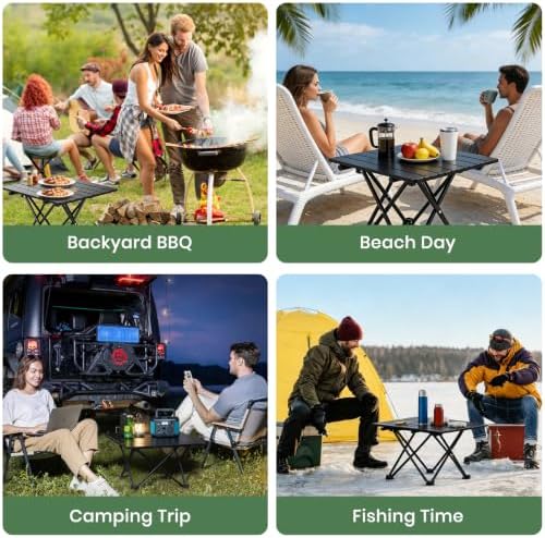 2 Pack Camping Table Foldable, Portable Folding Beach Table, Black-M - Image 5