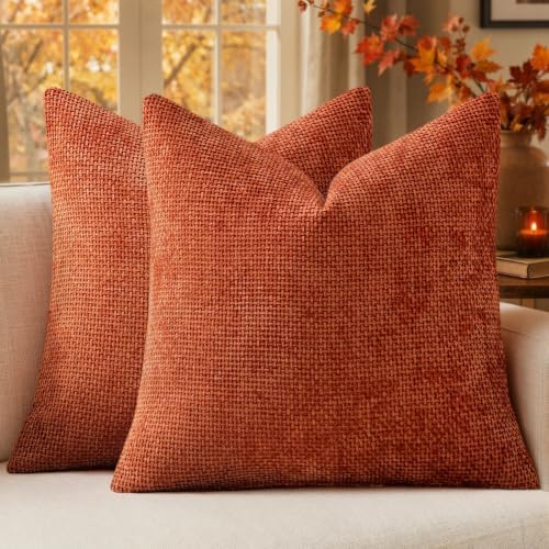 MIULEE Fall Decorative Couch Throw Pillow Covers 18x18 Burnt Orange 2 Pack by MIULEE