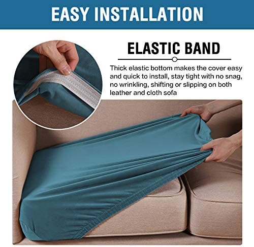 H.VERSAILTEX Velvet Stretch Couch Cushion Cover Plush Cushion Slipcover for Chair Loveseat Sofa Cushion Furniture Protector Seat Cushion Sofa Cover (3 Piece Sofa Cushion Covers, Peacock Blue) - Image 4