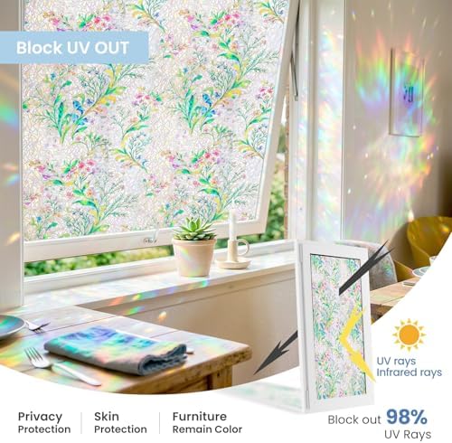 ADD.HERES Rainbow Window Privacy Film, Stained Glass Cling, 17.5" x 78.7" - Image 3