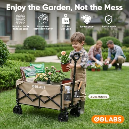 Golabs WA1 Collapsible Folding Wagon Cart, Max 220lb Load, Expands to 100L - Image 3