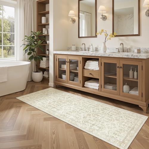 Soalmost Runner Rug 2x6 Washable Kitchen Hallway Runners Beige/Brown - Image 4
