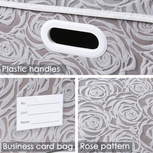 PRANDOM Extra Large Collapsible Storage Boxes with Lids Fabric Decorative Storage Bins Cubes Organizer Baskets with Cover Handles Divider for Bedroom Closet Living Room 19.6x15.7x11.8 Inch 3 Pack - Image 3
