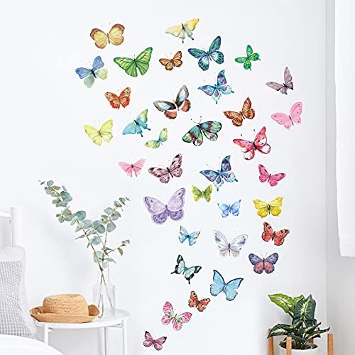 AOWDIAO Watercolor Butterfly Peel and Stick Wall Decals for Girls Bedroom Nursery Room Decor by AOWDIAO