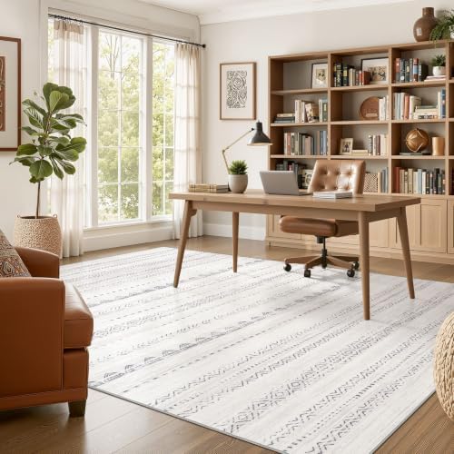 Nakagishi Boho 8x10 Area Rug Living Room Rugs Machine Washable Gray - Image 5