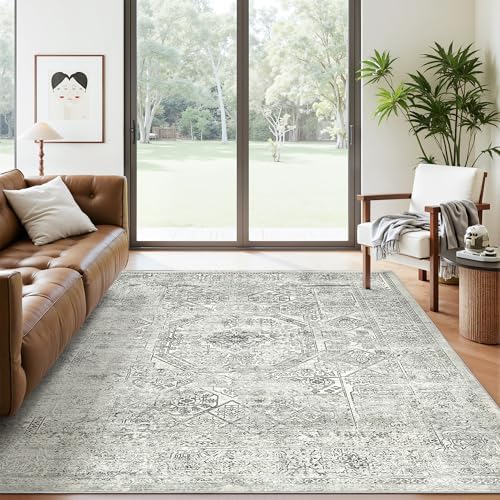 Soalmost 6x9 Area Rug for Living Room Washable Non-Slip Rugs Light Gray by Soalmost