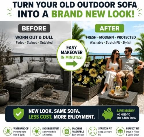 8 Pcs Outdoor Cushion Covers, Patio Sofa Cushion Covers Replacement - Image 3