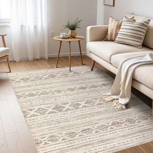 Nakagishi Boho 4x6 Area Rug Living Room Rugs Machine Washable Dark Brown by NakagishiAreaRug