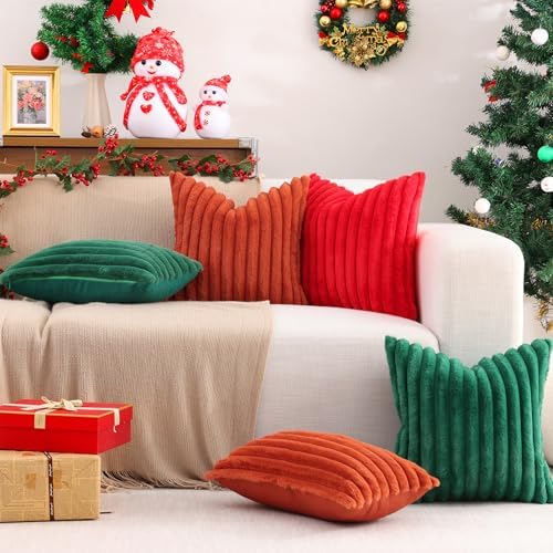 Pallene Faux Fur Throw Pillow Covers 12x20 Set of 2, Christmas Green - Image 6